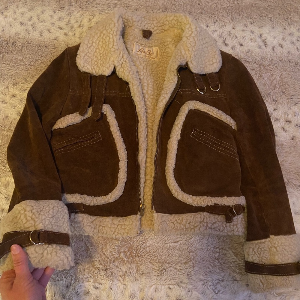 Vintage Sherpa style leather western jacket